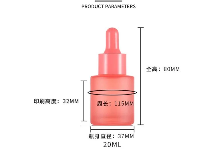 20ml 30ml Refillable Empty Macaron Color Aromatherapy Container Flat Shoulder Frosted Glass Essential Oil Liquid Packaging Travel Dropper Bottle