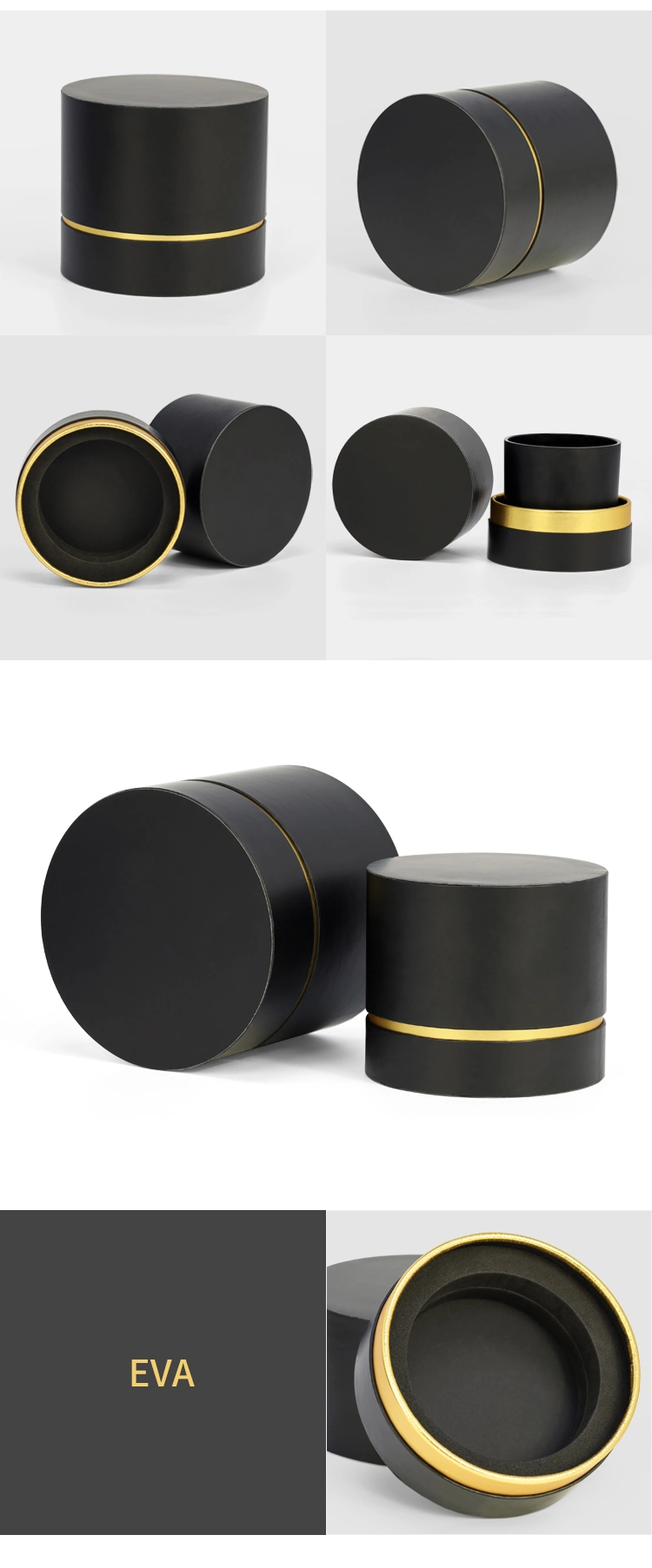 Firstsail Custom Round Candle Box Packaging Reed Diffuser Stick Jar Bottle Cosmetic Perfume Glass Black Paper Tube